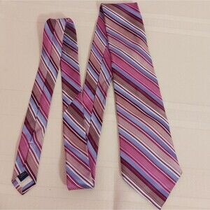 Club Room by Charter Club Pink Stripes Imported Silk Tie